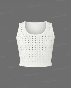 Embellished knitted crop top 