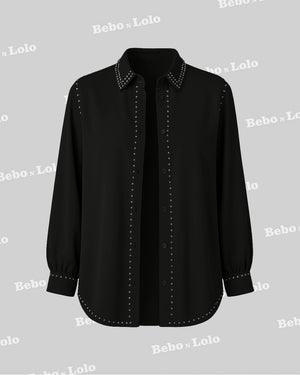 Studded Plus Size Shirt - bebonlolo