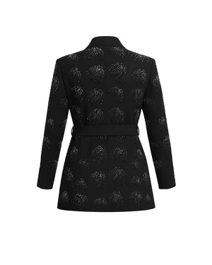 Black patterned coat on a white background