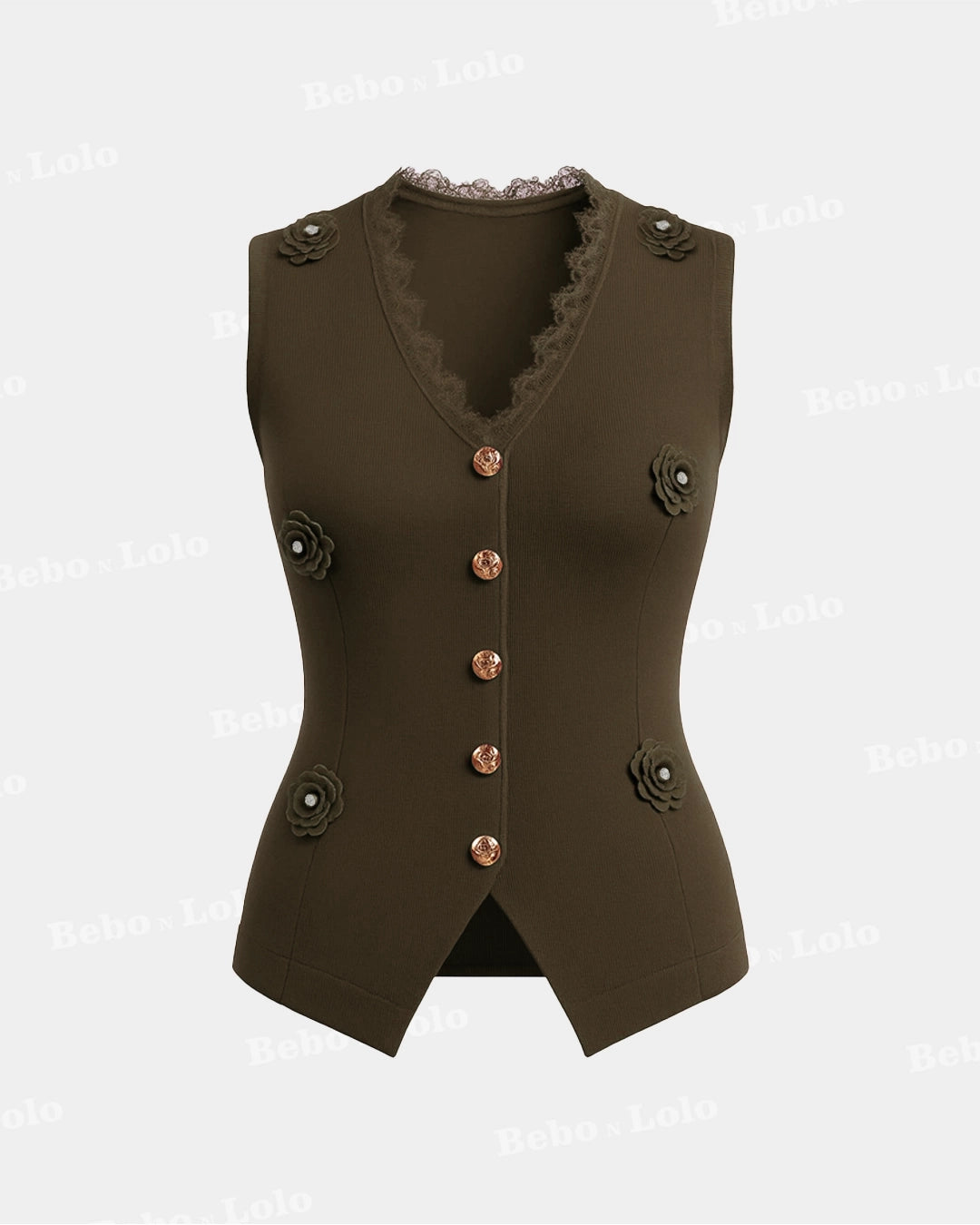 Luxe Waistcoat with Flower & Gold Button