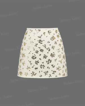 Cocktail Sequin Embellished Mini Skirt