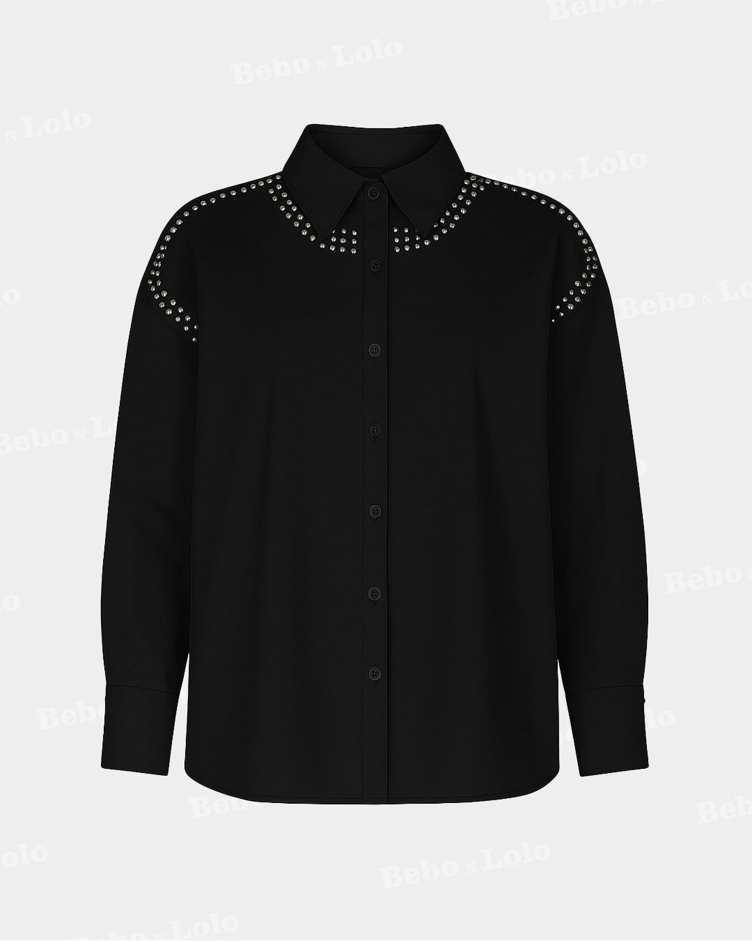 Metal Studded Plus Size Shirt