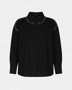 Metal Studded Plus Size Shirt