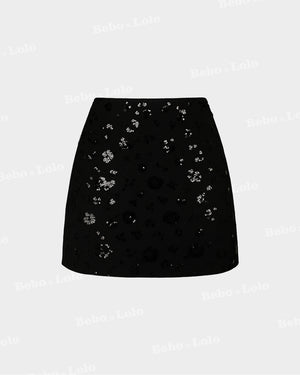 Cocktail Sequin Embellished Mini Skirt