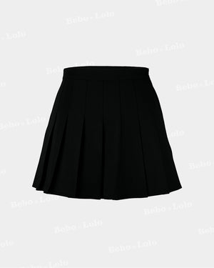 High waist pleated short skirt