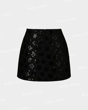 Cocktail Sequin Embellished Mini Skirt