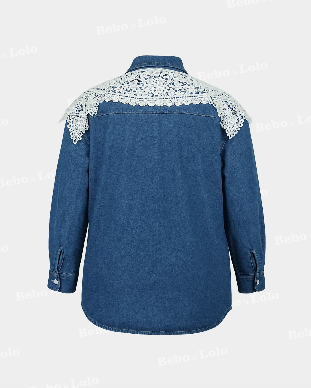 Ruffle Shoulder Denim Shirt - bebonlolo