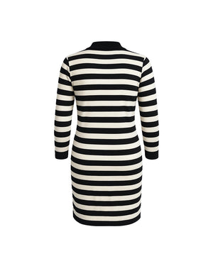 Black and white striped dress on a white background