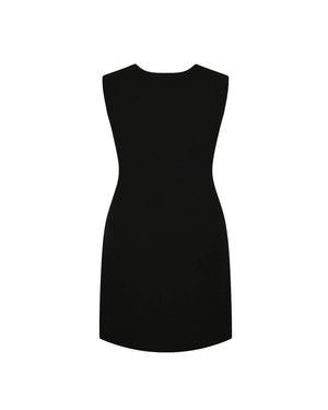 Black sleeveless dress on a white background