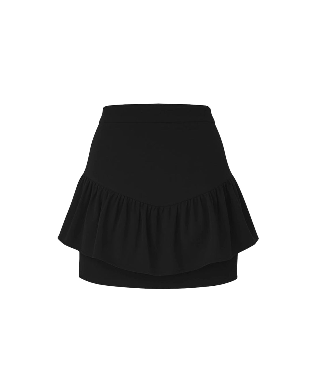 Black ruffled skirt on a white background