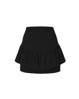 Black ruffled skirt on a white background