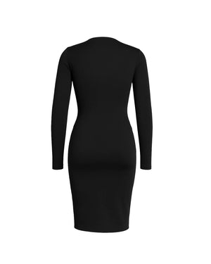Black dress with long sleeves on a white background