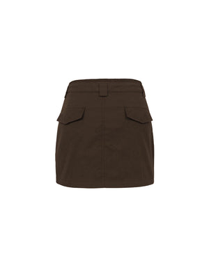 Brown skirt with two front pockets on a white background