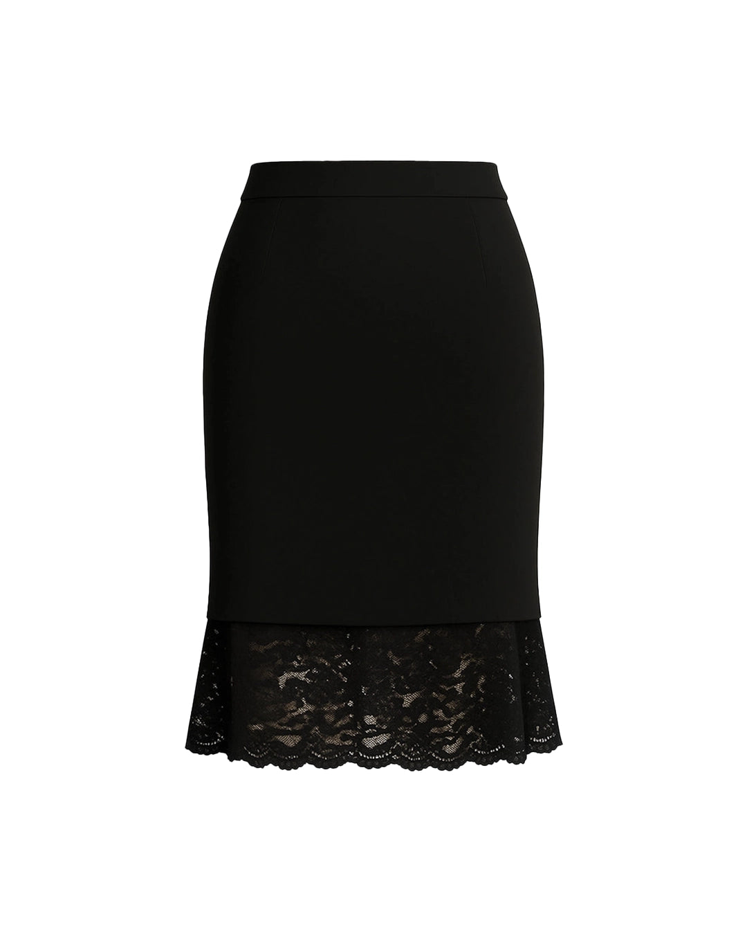 Black skirt with lace hem on a white background