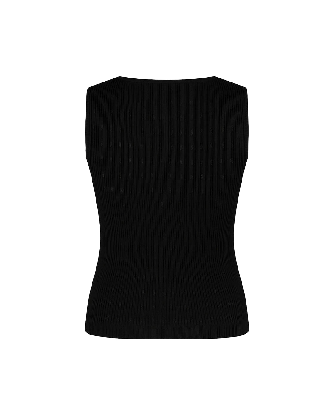 Black sleeveless top on a white background