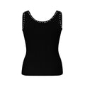 Black tank top with studded details on a white background