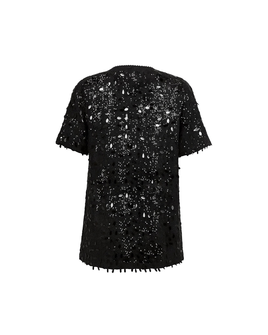 Black sequin dress on a white background