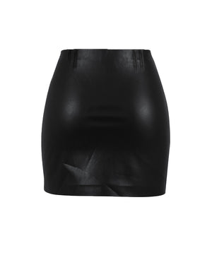 Black leather skirt on a white background
