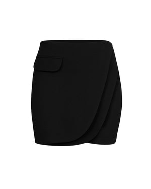 Black skirt with a pocket on a white background