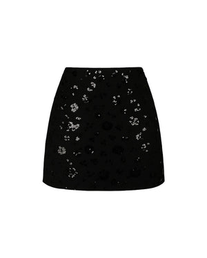 Black sequin skirt on a white background