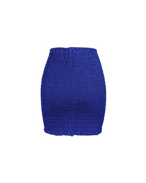 Blue smocked skirt on a white background