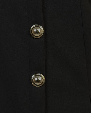 Midnight Muse Sleeveless Black Button Dress