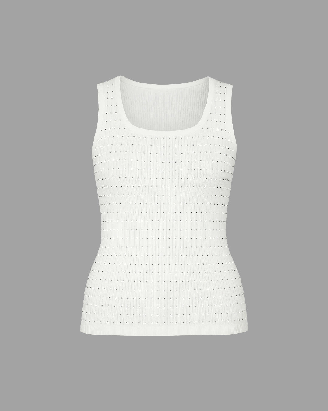 White sleeveless top on a gray background