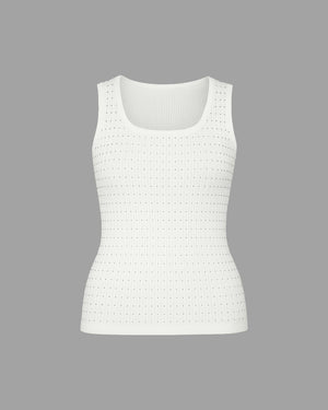 White sleeveless top on a gray background