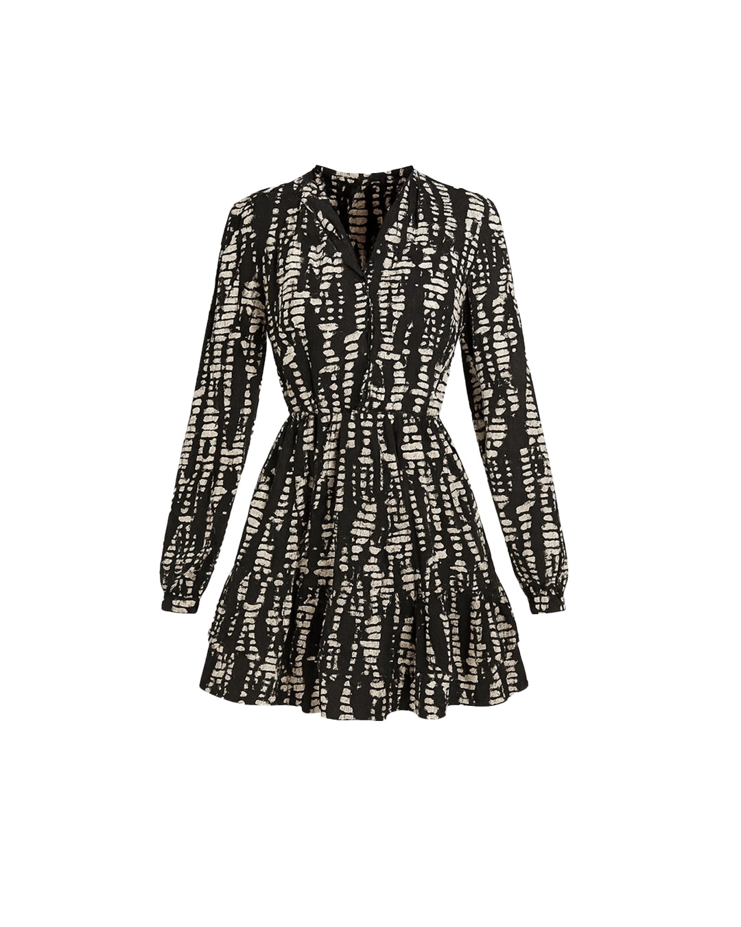 Black and white patterned dress on a white background