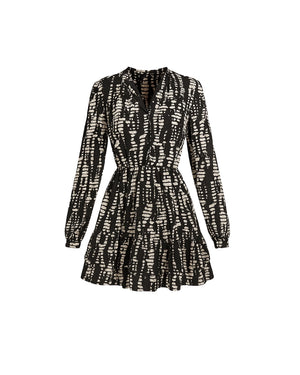 Black and white patterned dress on a white background