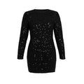 Black dress with sequin details on a white background