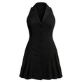 Black dress with buttons on a white background