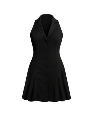 Black dress with buttons on a white background