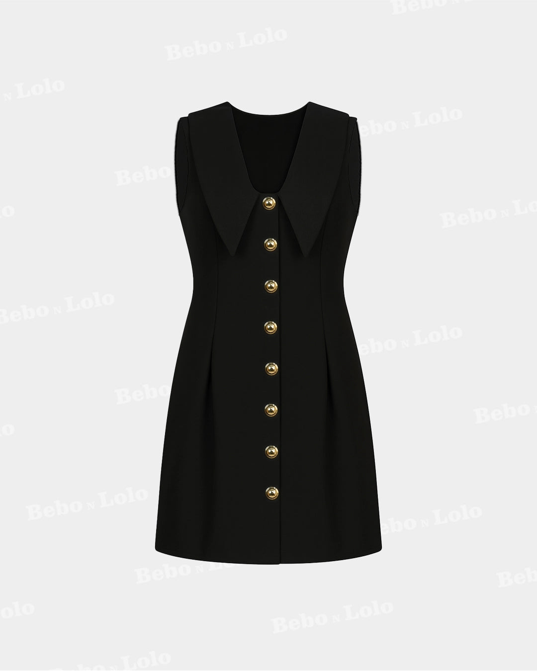 Midnight Muse Sleeveless Black Button Dress
