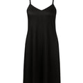 Black slip dress on a white background
