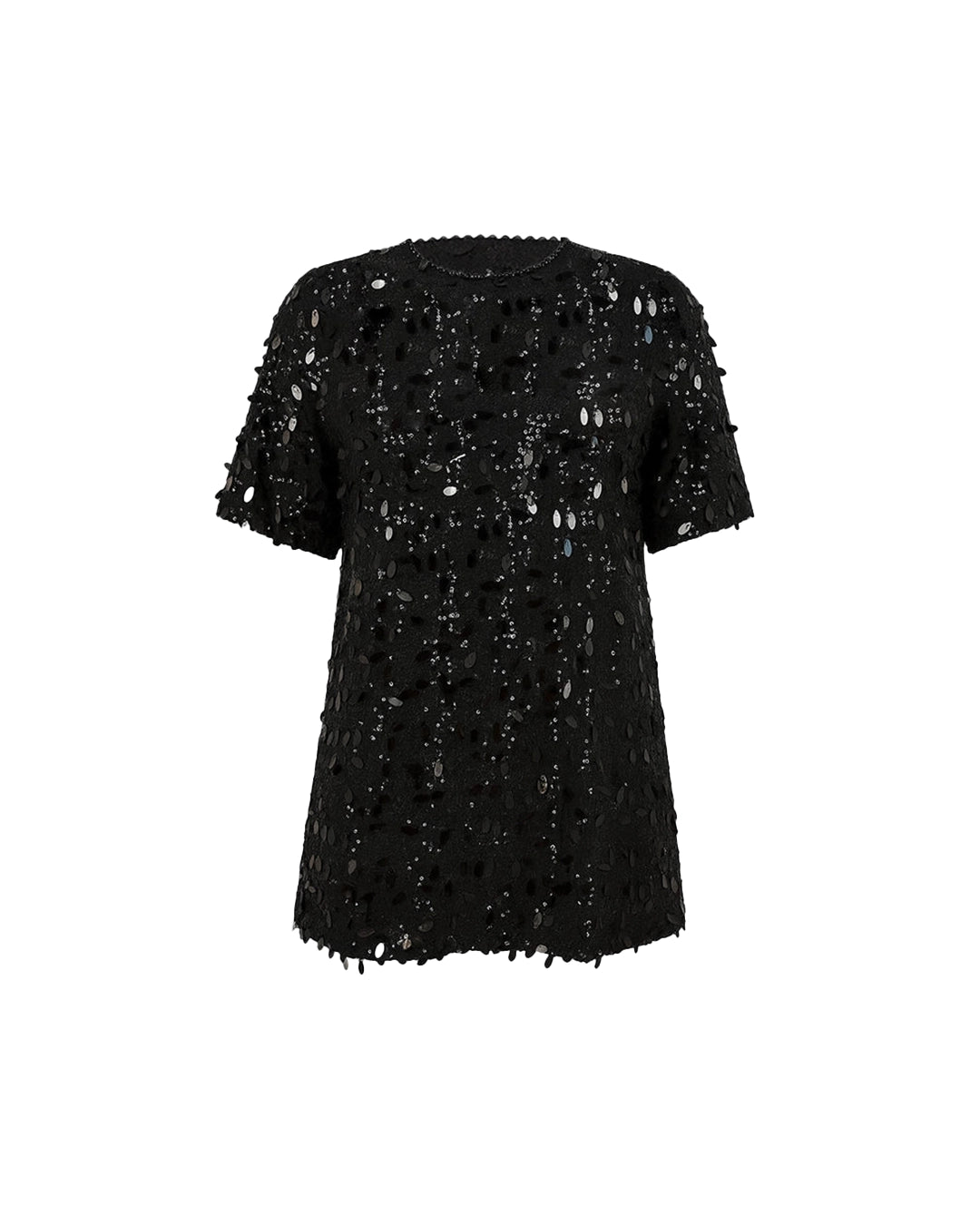 Black sequin dress on a white background