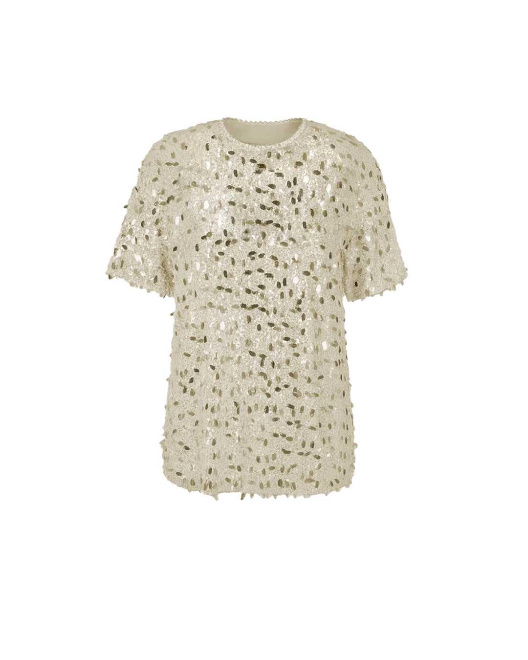 Beige sequin top on a white background