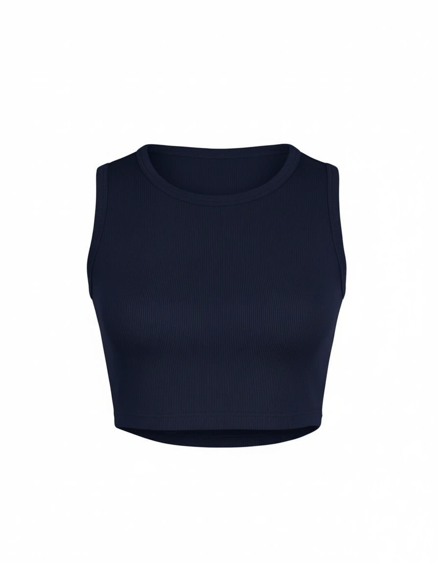 Black crop top on a white background
