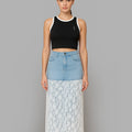 Lace Patchwork Denim Skirt - bebonlolo