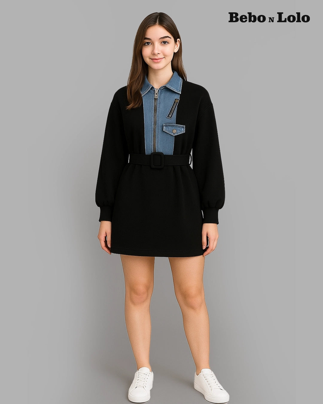 Black denim dress