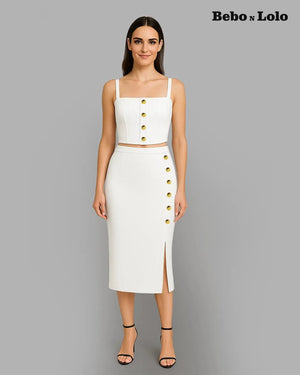 Buttoned Ribbed Co-Ord Set
