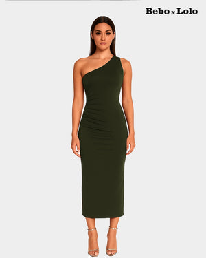 One Shoulder Bodycon Ruched Dress 