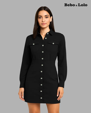 Shirt Style Mini Dress - bebonlolo