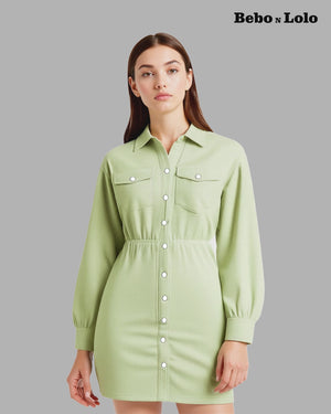 Shirt Style Mini Dress - bebonlolo