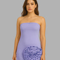 BeboNLolo lavender strapless mini dress with 3D floral rosette – Front View