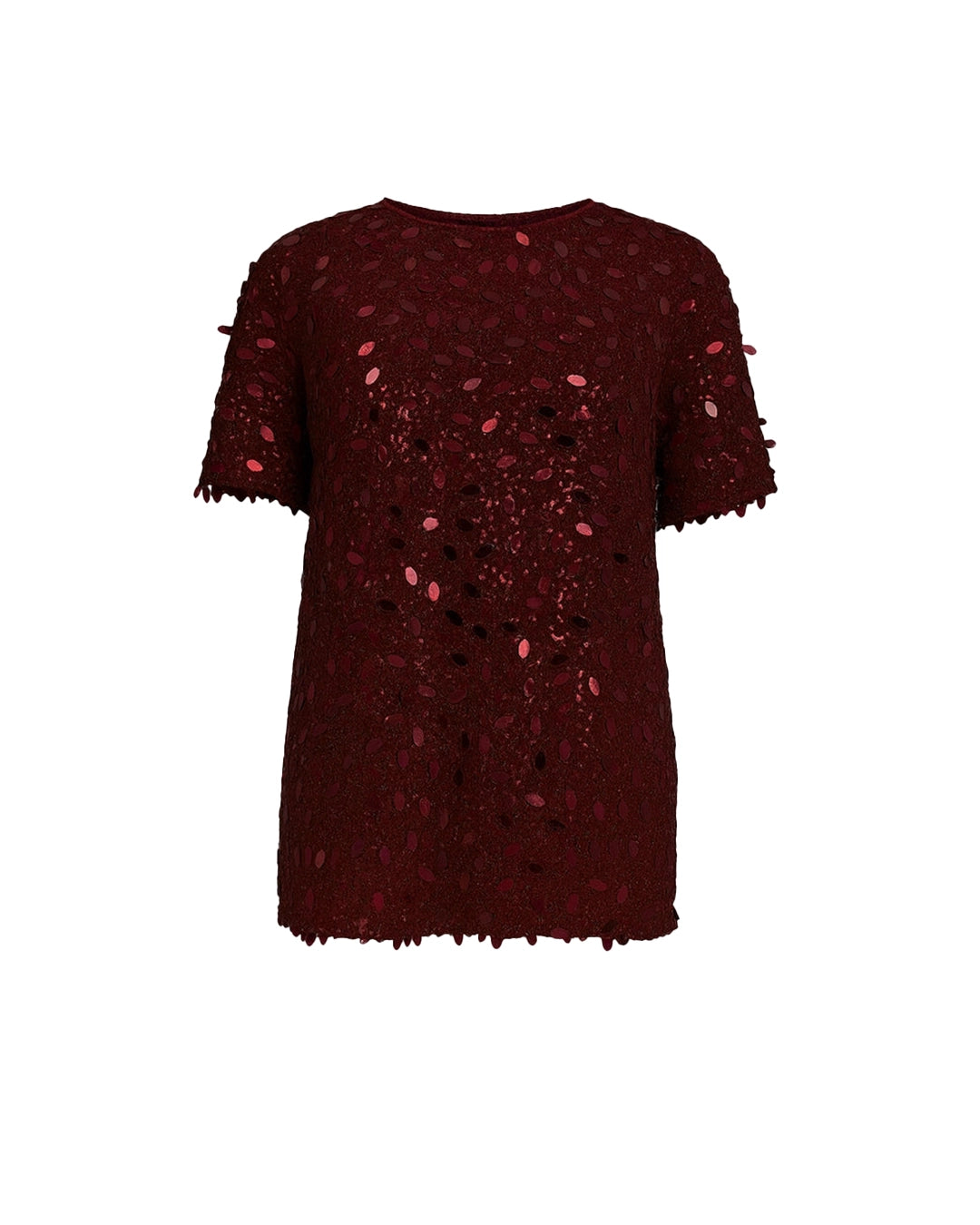 Maroon sequin dress on a white background