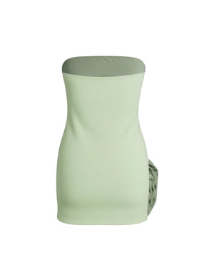 Light green strapless top on a white background