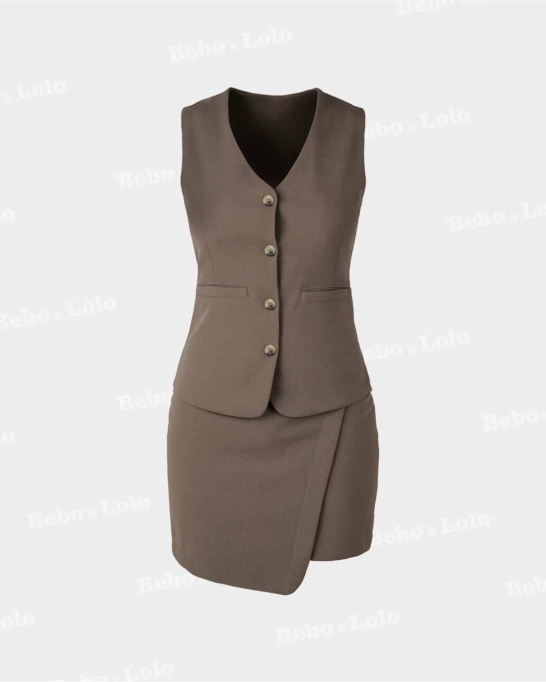 Waistcoat with Mini Wrap Skirt Set - bebonlolo