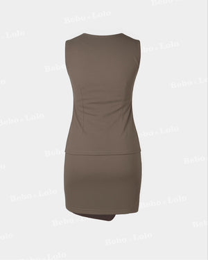 Waistcoat with Mini Wrap Skirt Set - bebonlolo