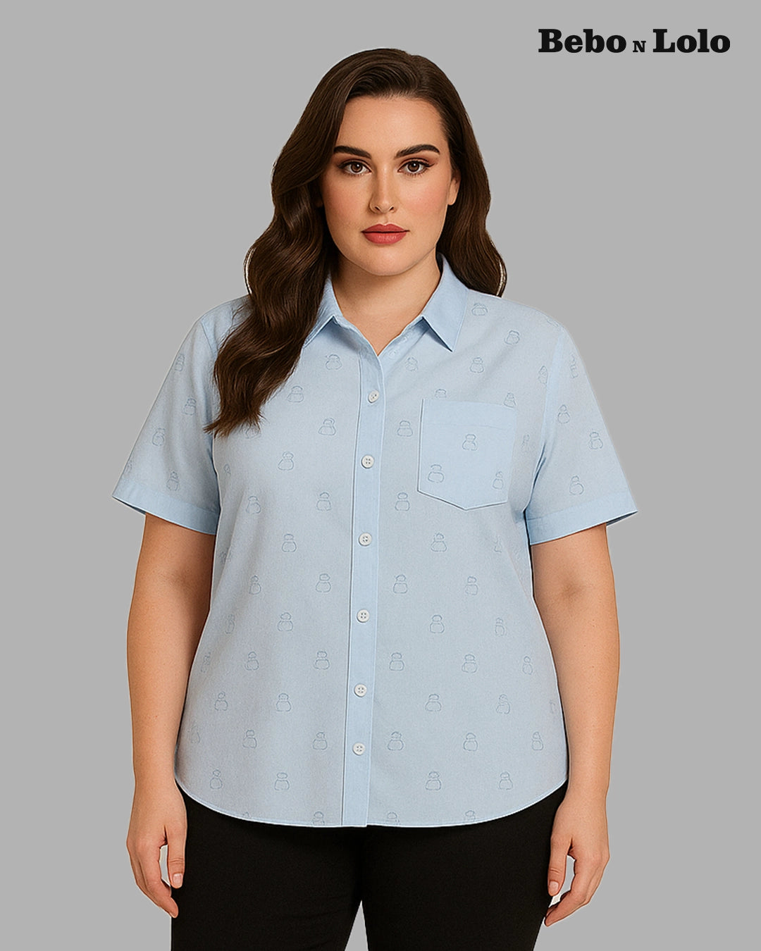 Embroidered Plus Size Shirt with letter "a" design